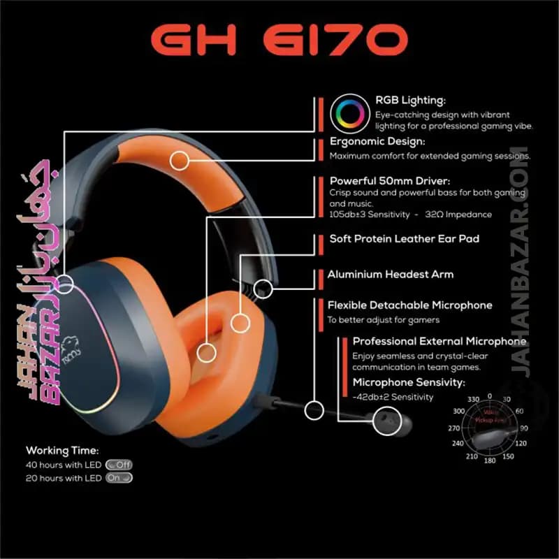 هدست گیمینگ بی سیم تسکو TSCO مدل GH 6170 Helios — تصویر ۳