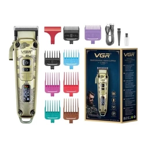 ماشین اصلاح موی سر و صورت وی جی آر مدل V-005 با تیغه کربن استیل و متالوژیک پودری، باتری لیتیومی 2600 میلی آمپر — تصویر ۶