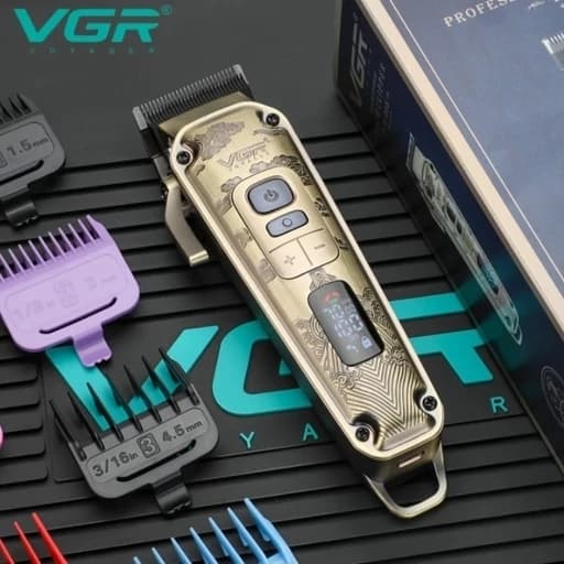 ماشین اصلاح موی سر و صورت وی جی آر مدل V-005 با تیغه کربن استیل و متالوژیک پودری، باتری لیتیومی 2600 میلی آمپر — تصویر ۹