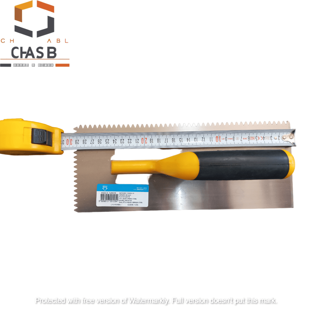 ماله دندانه ریز برند دکور مدل دسته باز – کد 125- dekor Notched Trowel Notched Handle Open — تصویر ۴