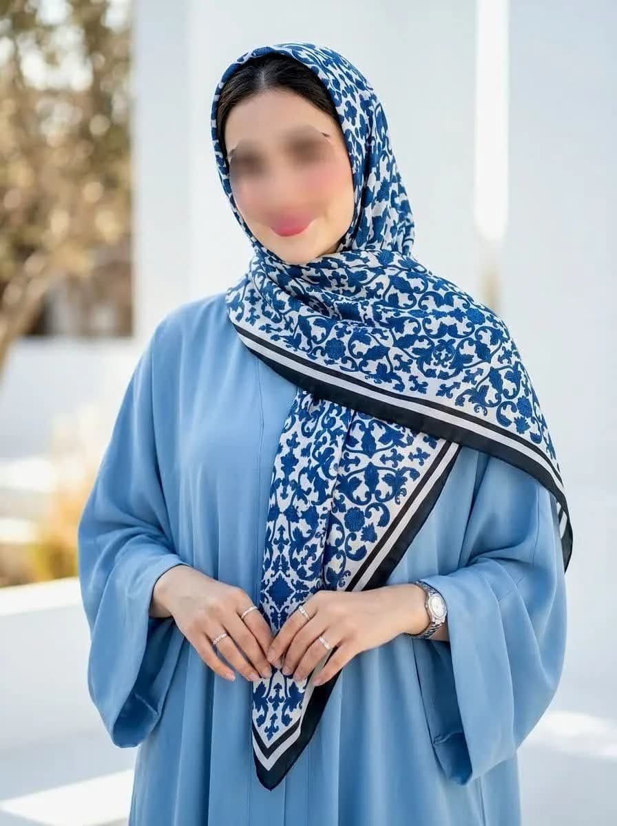 روسری سوپرنخ زنانه رنگ سورمه ای طرح سبزینه