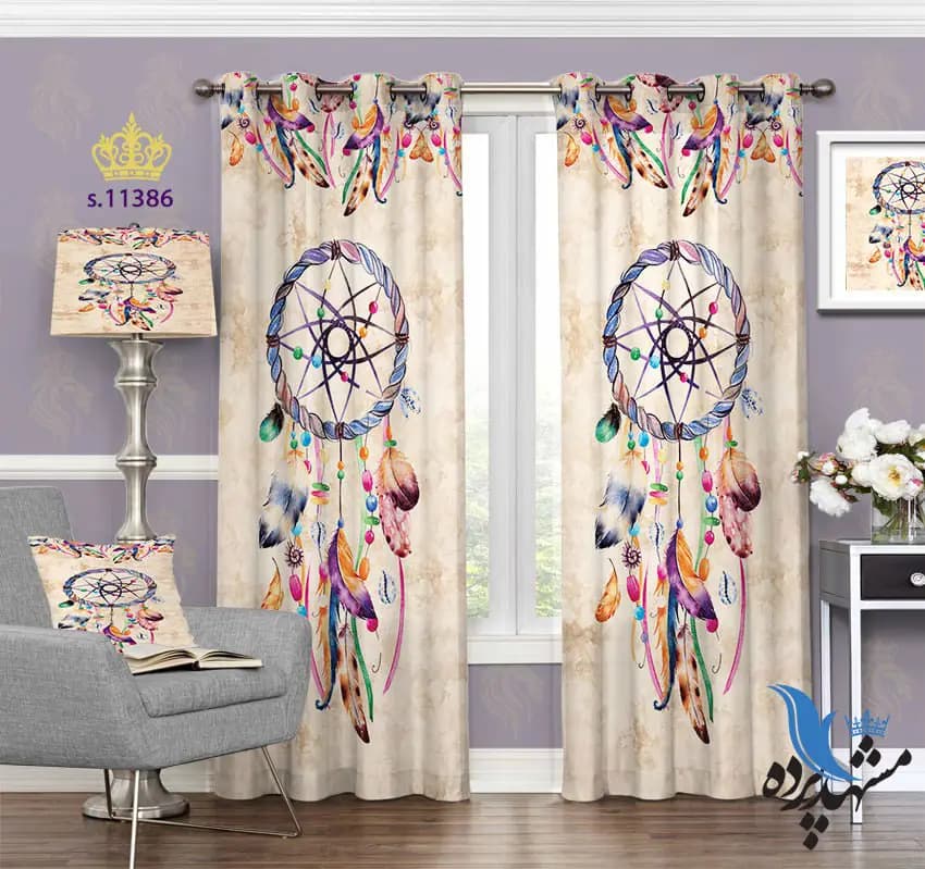 پرده پانچ فانتزی طرح پر سرخپوستی S11386
