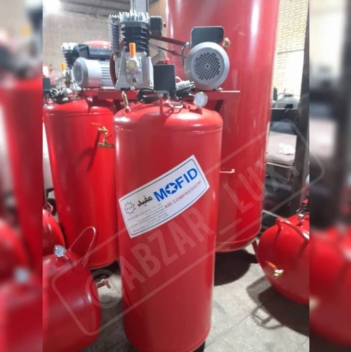 کمپرسور باد 250 لیتری طرح مفید دوسیلندر موتور ایرانی دواسب با ۱۸ ماه ضمانت — تصویر ۲