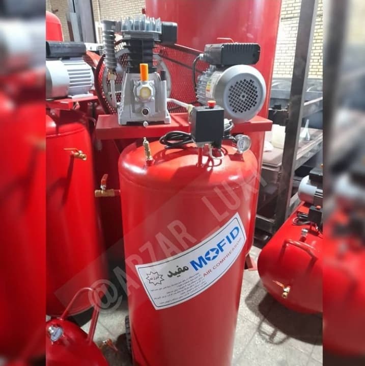 کمپرسور باد 250 لیتری طرح مفید دوسیلندر موتور ایرانی دواسب با ۱۸ ماه ضمانت — تصویر ۳