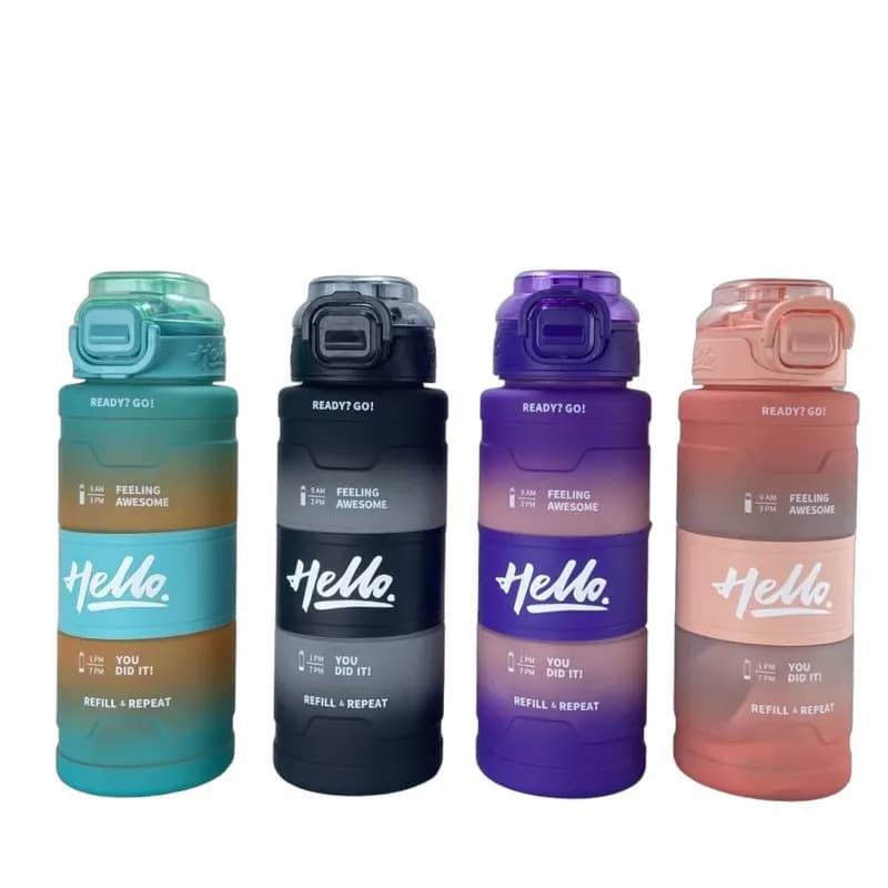 قمقمه مدل HELLO دور سیلیوکونی، با حجم 800 میلیلیتر و نی دار — تصویر ۲