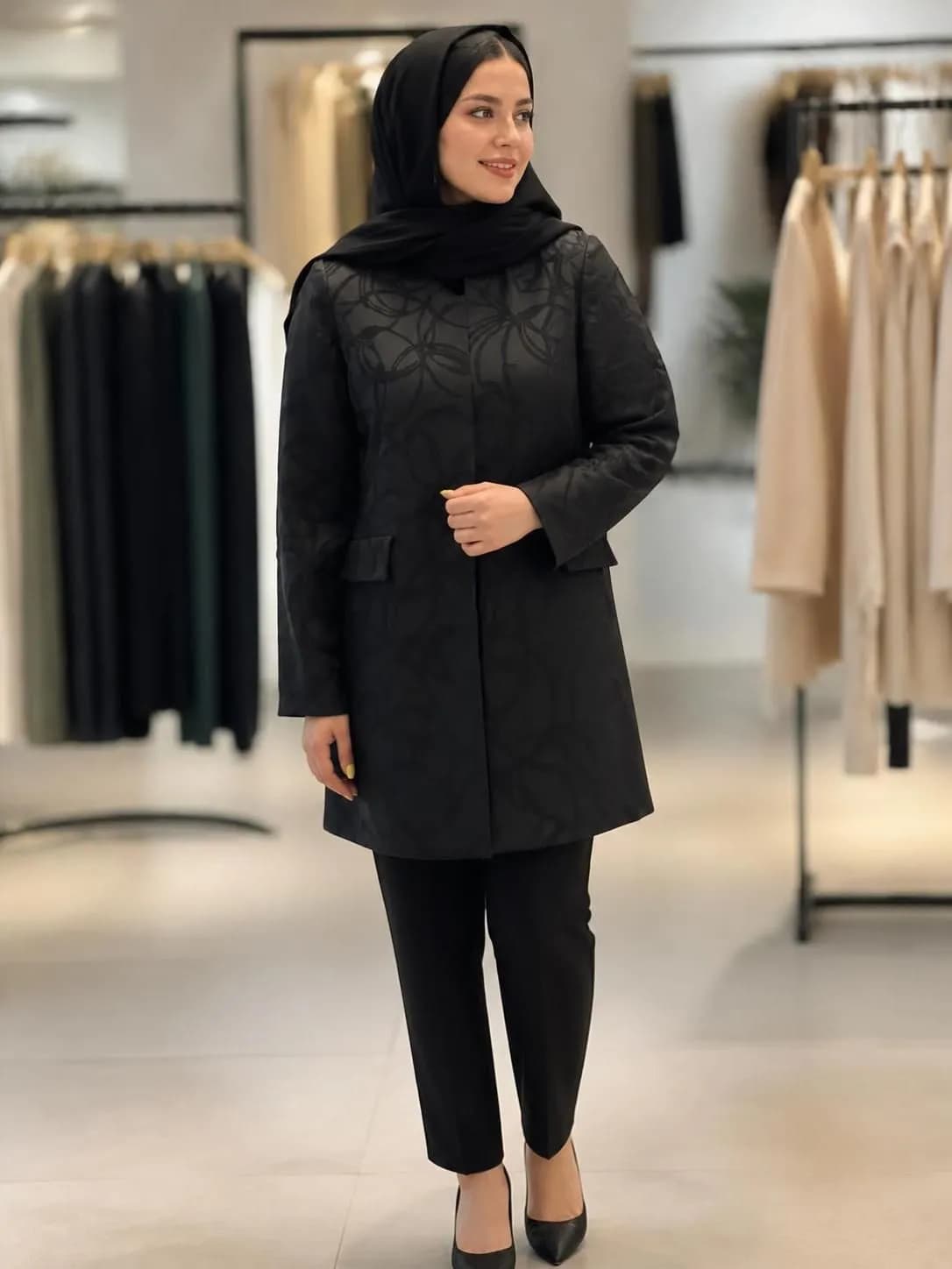 مانتو مجلسی پرنیا پارچه ژاکارد ابریشمی دوخت اختصاصی