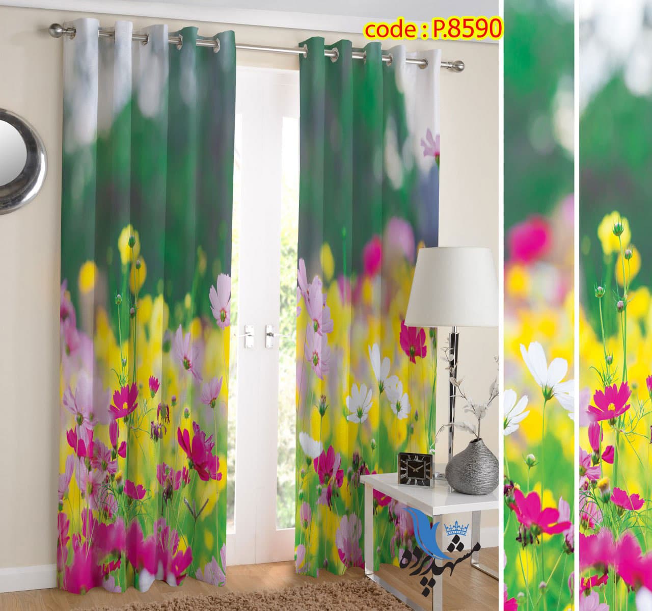 پرده پانچ طرح گل و طبیعت P8590