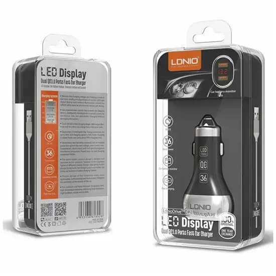 شارژر فندکی الدینیو مدل C2 به همراه کابل تبدیل USB-C