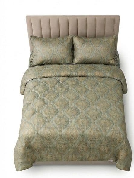 روتختی دو نفره کالیفرنیا مخمل طرح‌دار سبز سدری سایز 220×240 کد 836