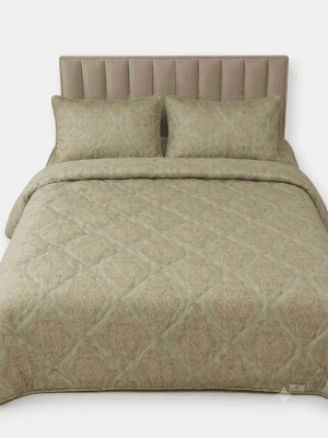 روتختی دو نفره کالیفرنیا مخمل طرحدار سبز سدری سایز 220×240 کد 836 — تصویر ۲