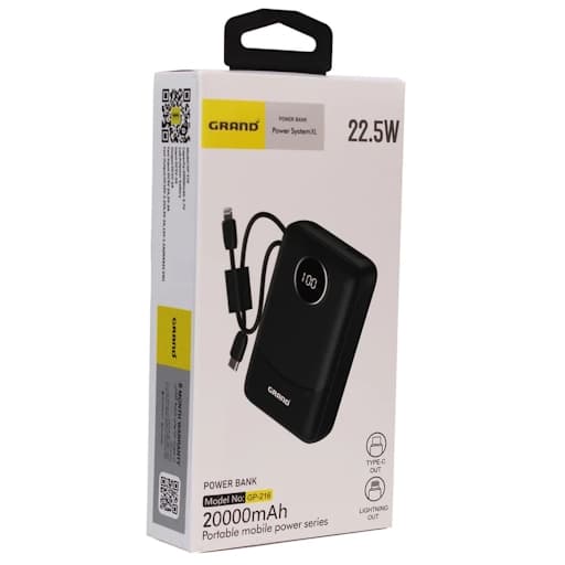 پاوربانک 22.5 وات گرند اسکای مدل GP – 216 با ظرفیت 20000 — تصویر ۲