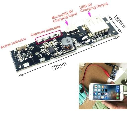 ماژول ساخت پاور بانک دارای خروجی 5V 2.1A USB مناسب برای کیس های XiaoMi — تصویر ۳