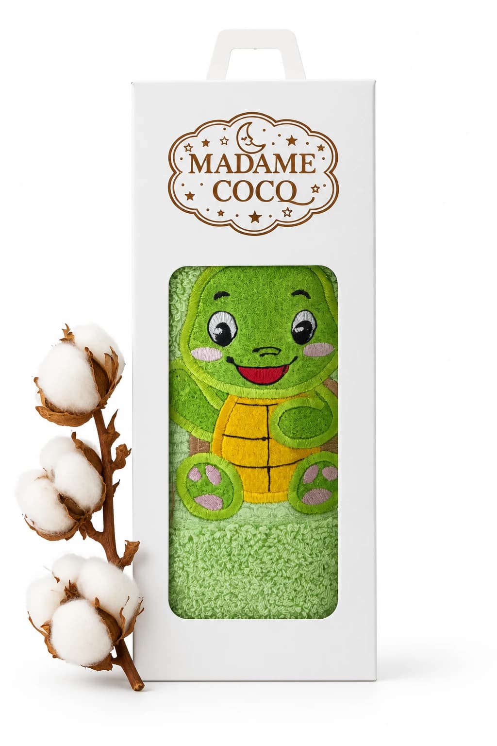حوله دستی 60*40 کودک طرح لاک پشت برند madame coco