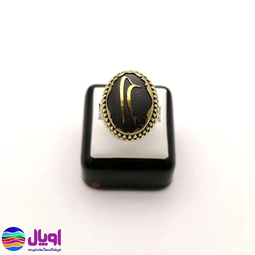 انگشتر نقره مردانه با نگین حدید بیضی 4.5 گرم — تصویر ۲
