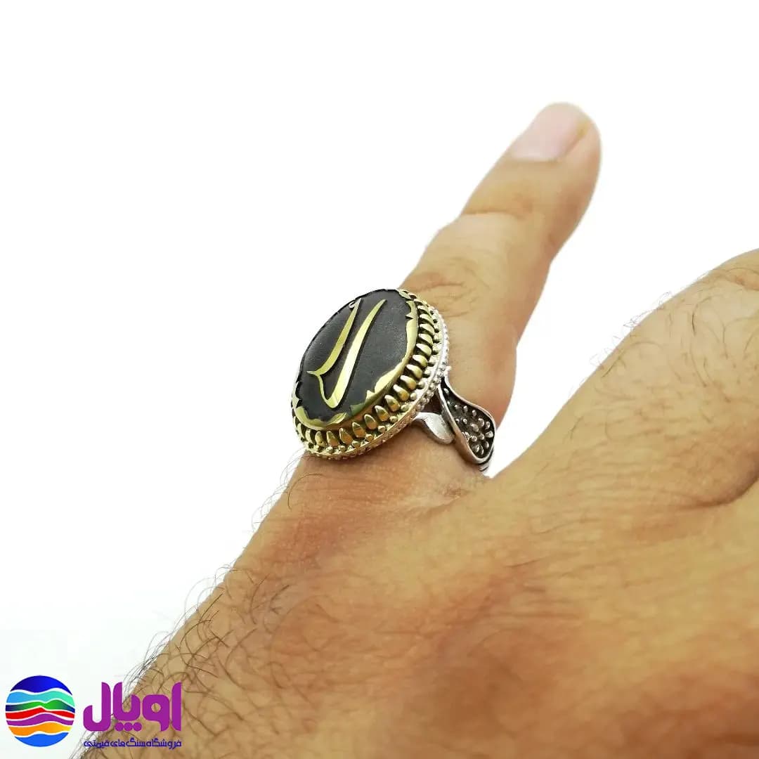 انگشتر نقره مردانه با نگین حدید بیضی 4.5 گرم — تصویر ۸