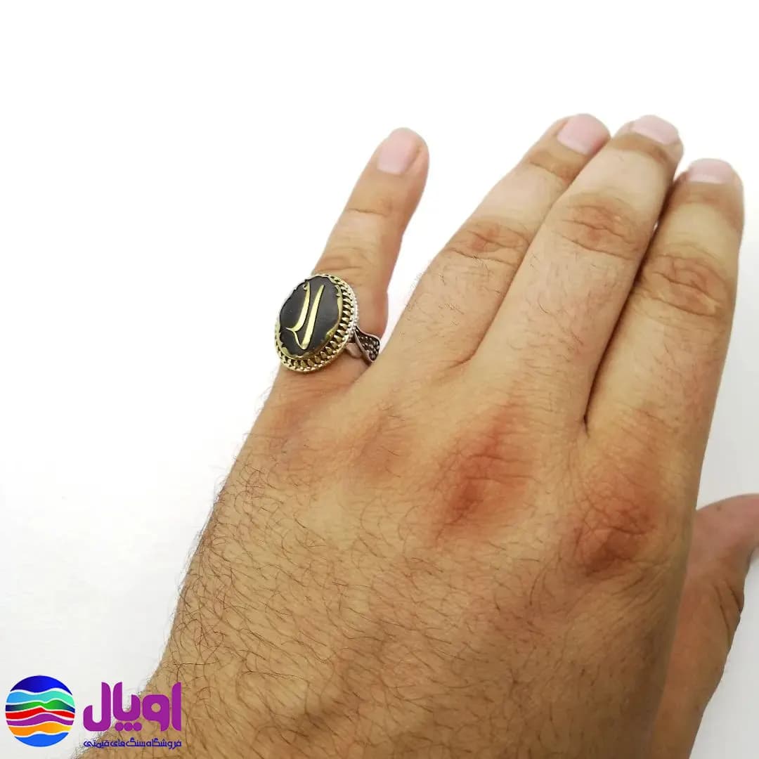انگشتر نقره مردانه با نگین حدید بیضی 4.5 گرم — تصویر ۷