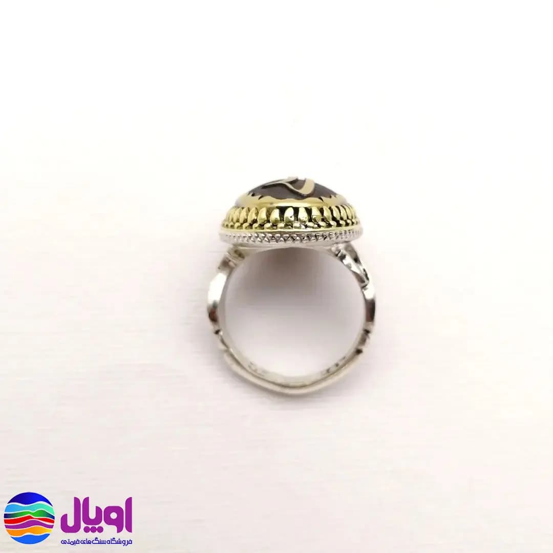 انگشتر نقره مردانه با نگین حدید بیضی 4.5 گرم — تصویر ۴