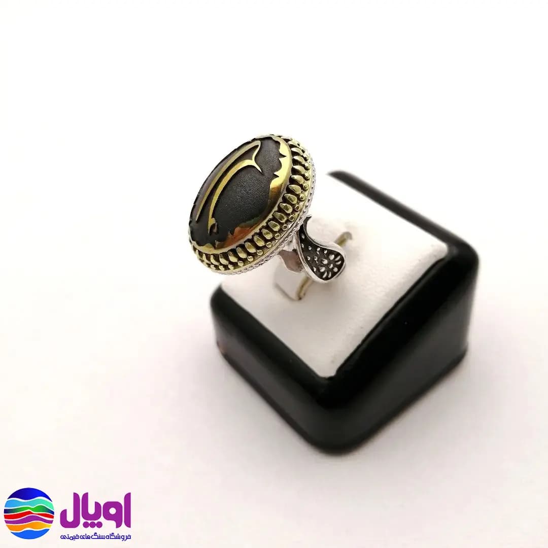 انگشتر نقره مردانه با نگین حدید بیضی 4.5 گرم — تصویر ۳