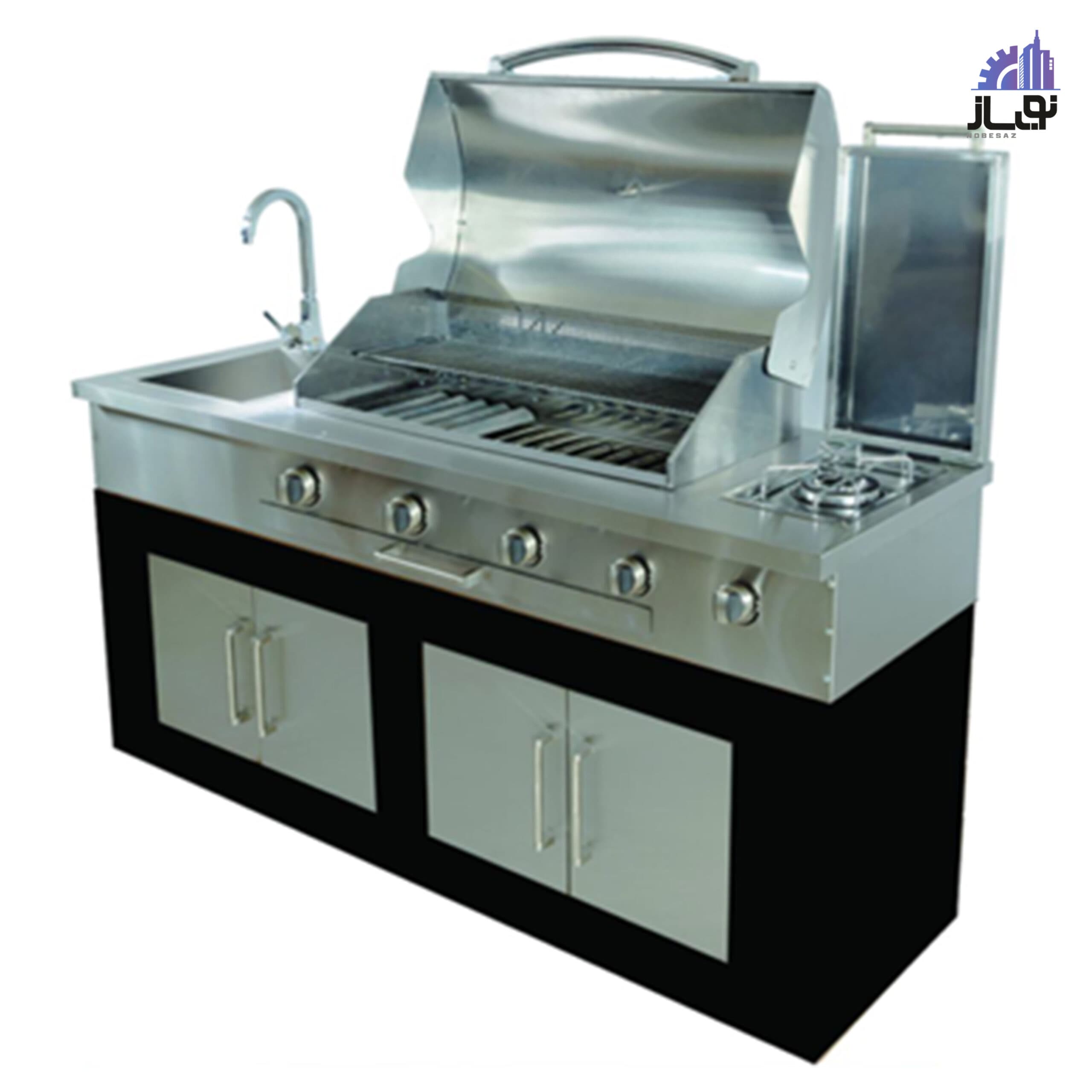 باربیکیو ۱۶۰ سانت شعله و سینک دار عرض 60 کد cc146