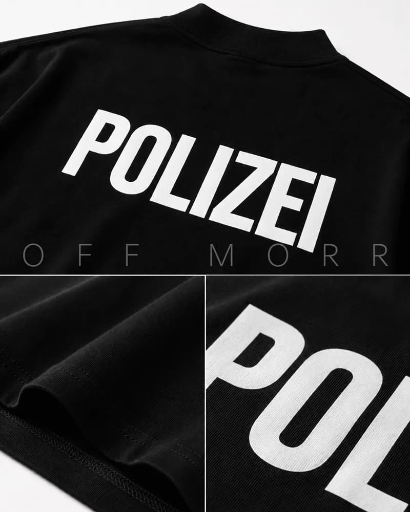 تیشرت یقه پهن مشکی Polizei | کد: 1020 — تصویر ۳