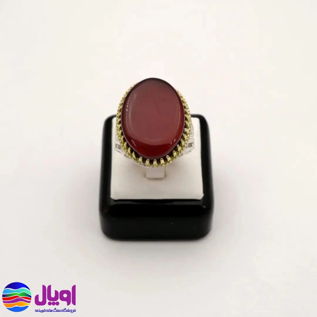انگشتر نقره مردانه با نگین عقیق جگری بیضی 3.98 گرم — تصویر ۲