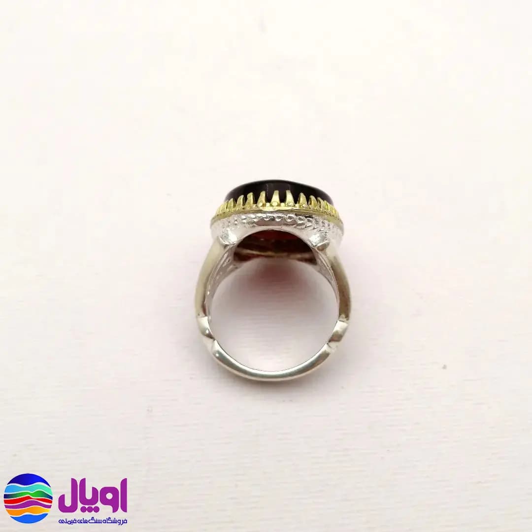 انگشتر نقره مردانه با نگین عقیق جگری بیضی 3.98 گرم — تصویر ۴
