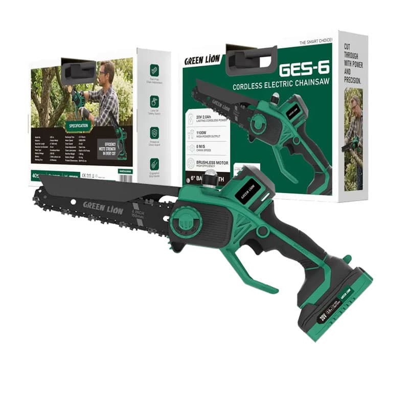 اره برقی (شارژی) تیغه 6 اینچ گرین لاین Green Lion GES-6 Cordless Chainsaw — تصویر ۵