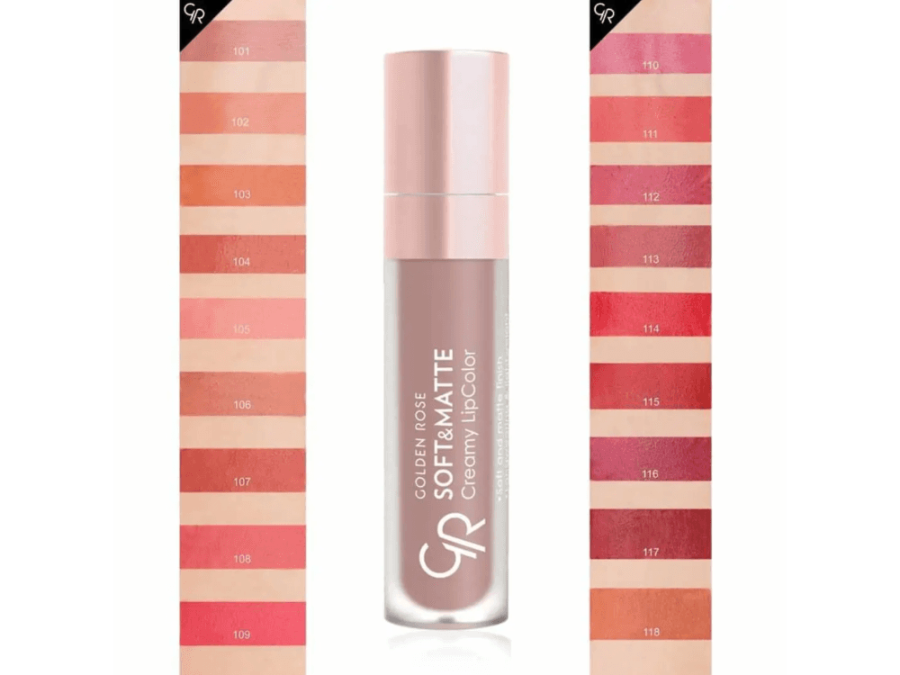 رژ لب مایع گلدن رز مدل Soft & Matte Creamy شماره 108 — تصویر ۲