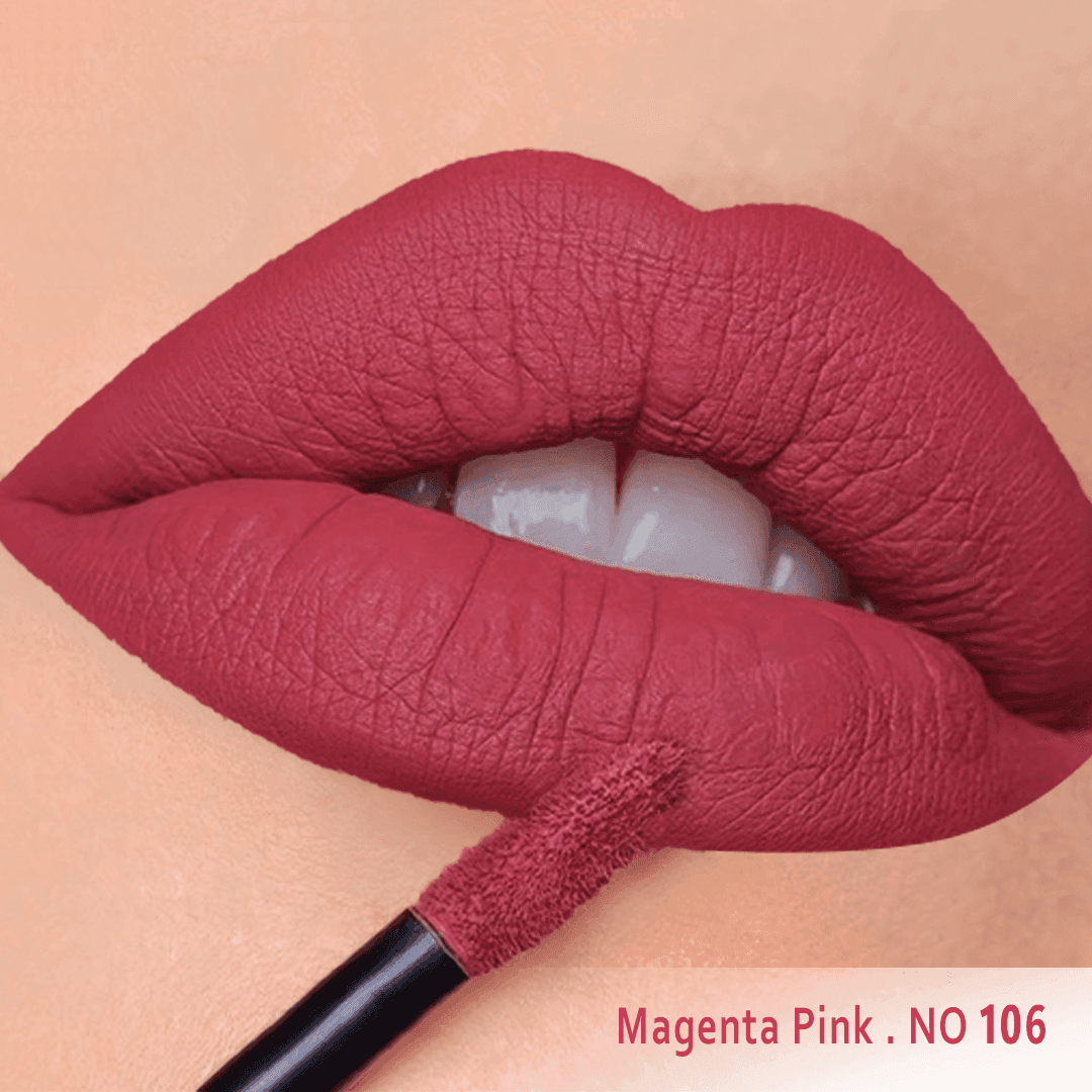 رژ لب مایع مخملی مات سرژه تراست کد 106 (Magenta Pink) — تصویر ۲