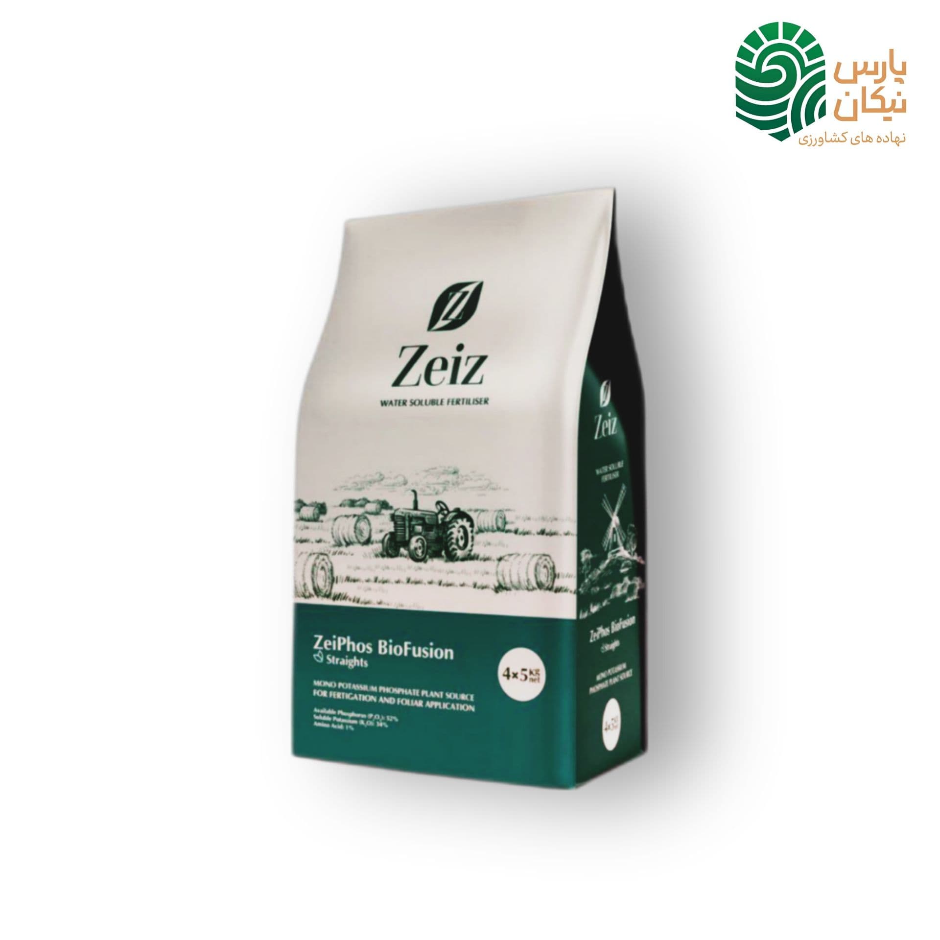 کود زایفوس بایوفیوژن زایز (اسید آمینه + مونو پتاسیم فسفات زایز) کیسه 20 کیلویی