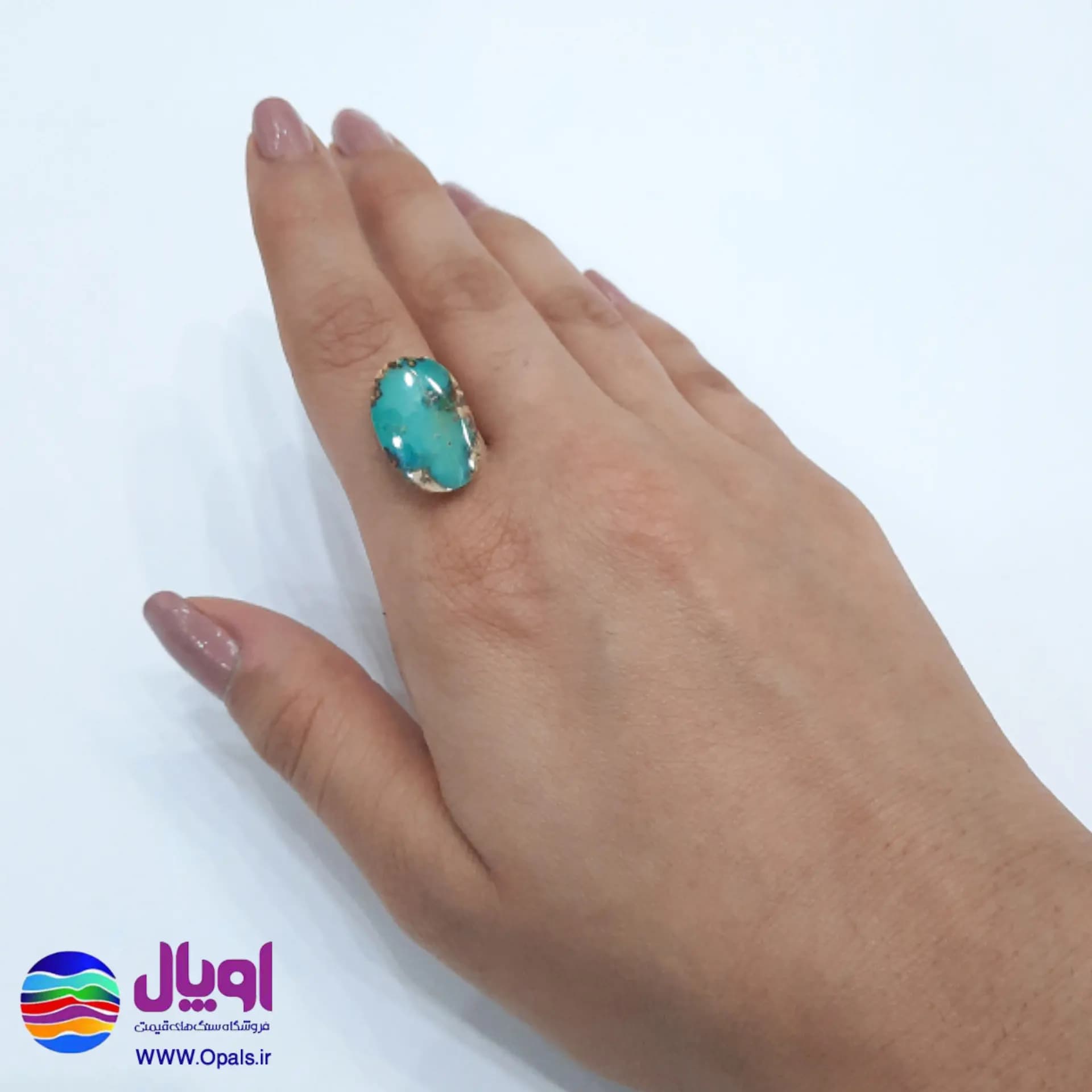 نگین فیروزه نیشابور بیضی 1.48 گرم — تصویر ۵