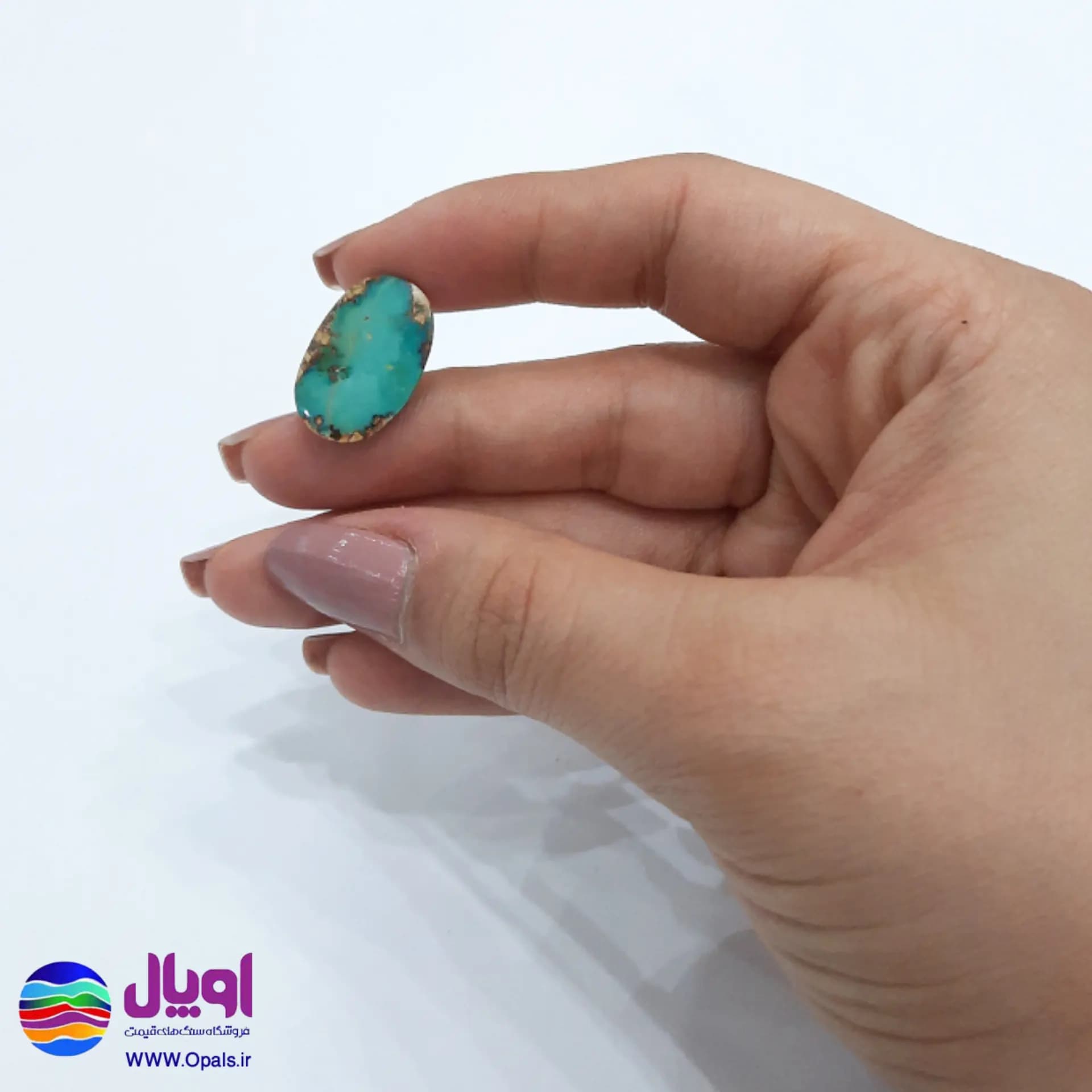 نگین فیروزه نیشابور بیضی 1.48 گرم — تصویر ۲