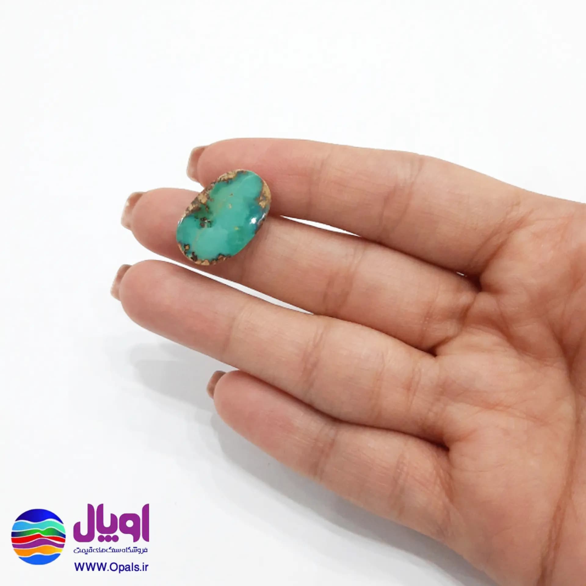 نگین فیروزه نیشابور بیضی 1.48 گرم — تصویر ۳