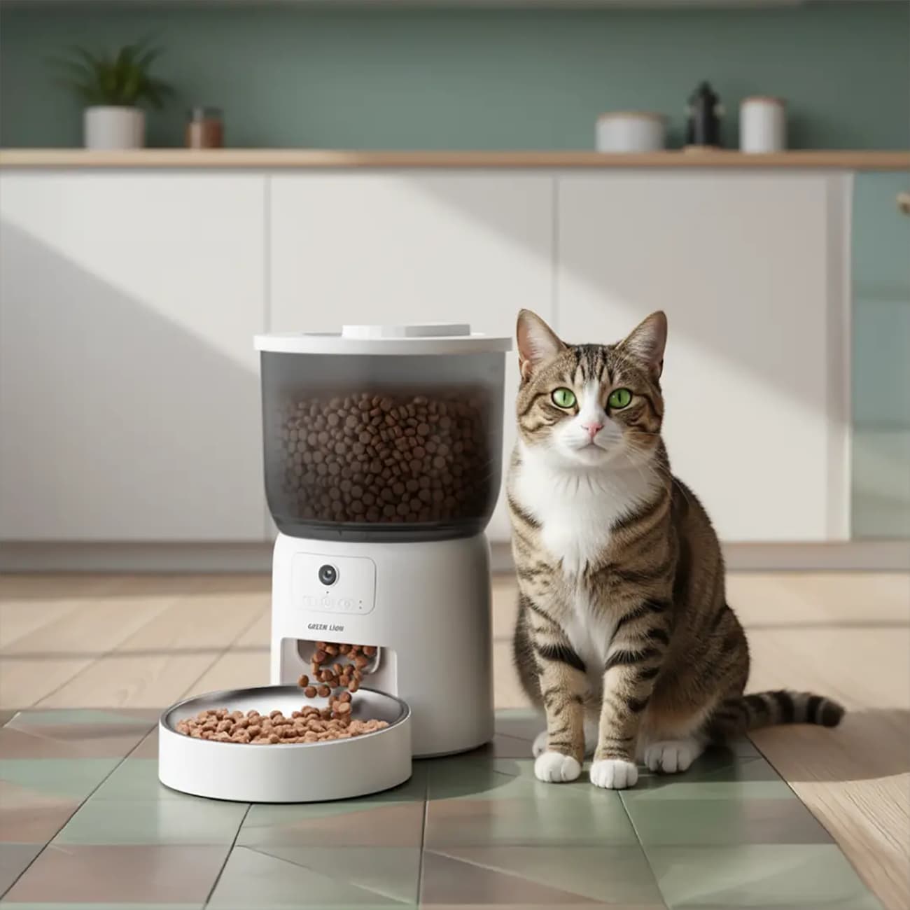 غذادهنده هوشمند حیوانات خانگی گرین لاین | Green Lion Smart Pet Feeder 3L | دارای دوربین — تصویر ۳
