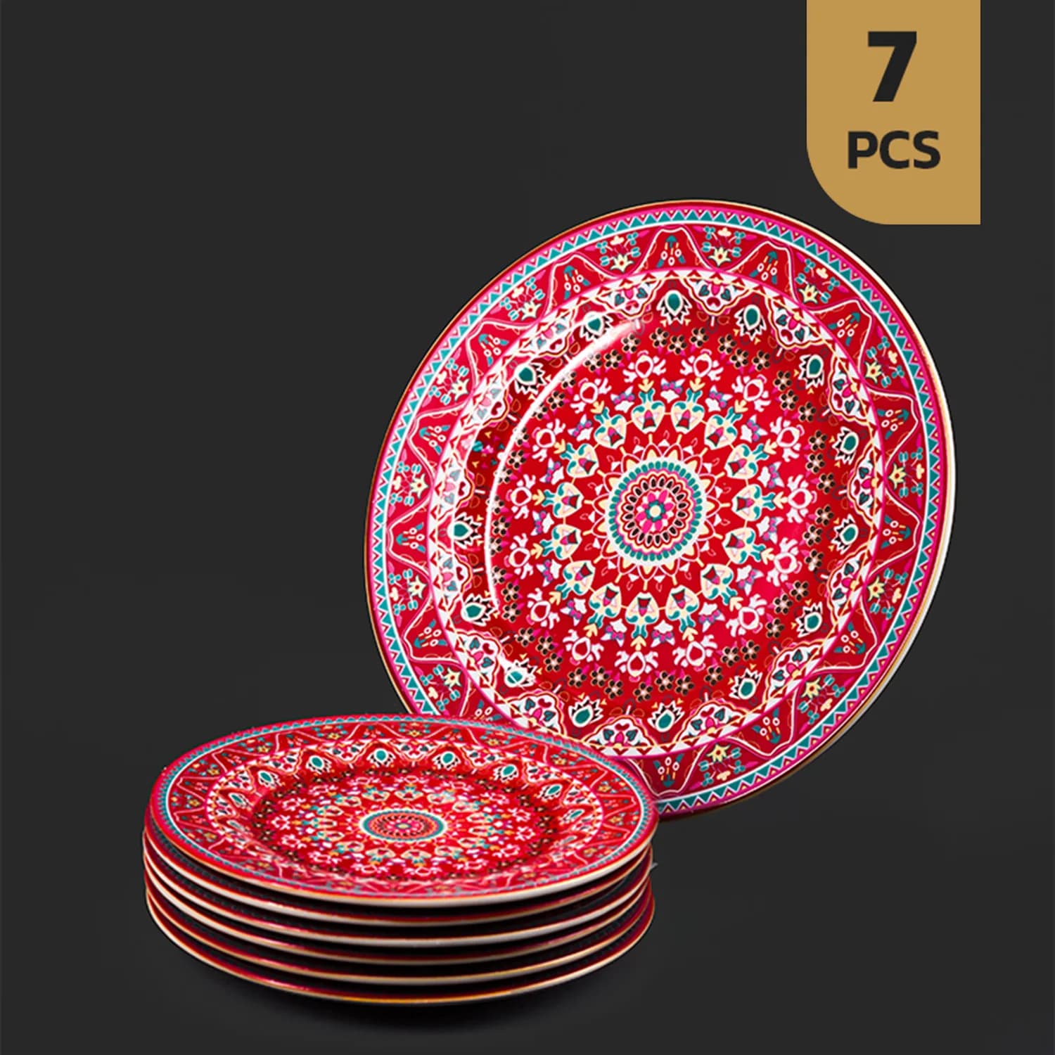 سرویس ۷ پارچه چینی مقصود طرح ترنج-زرشکی