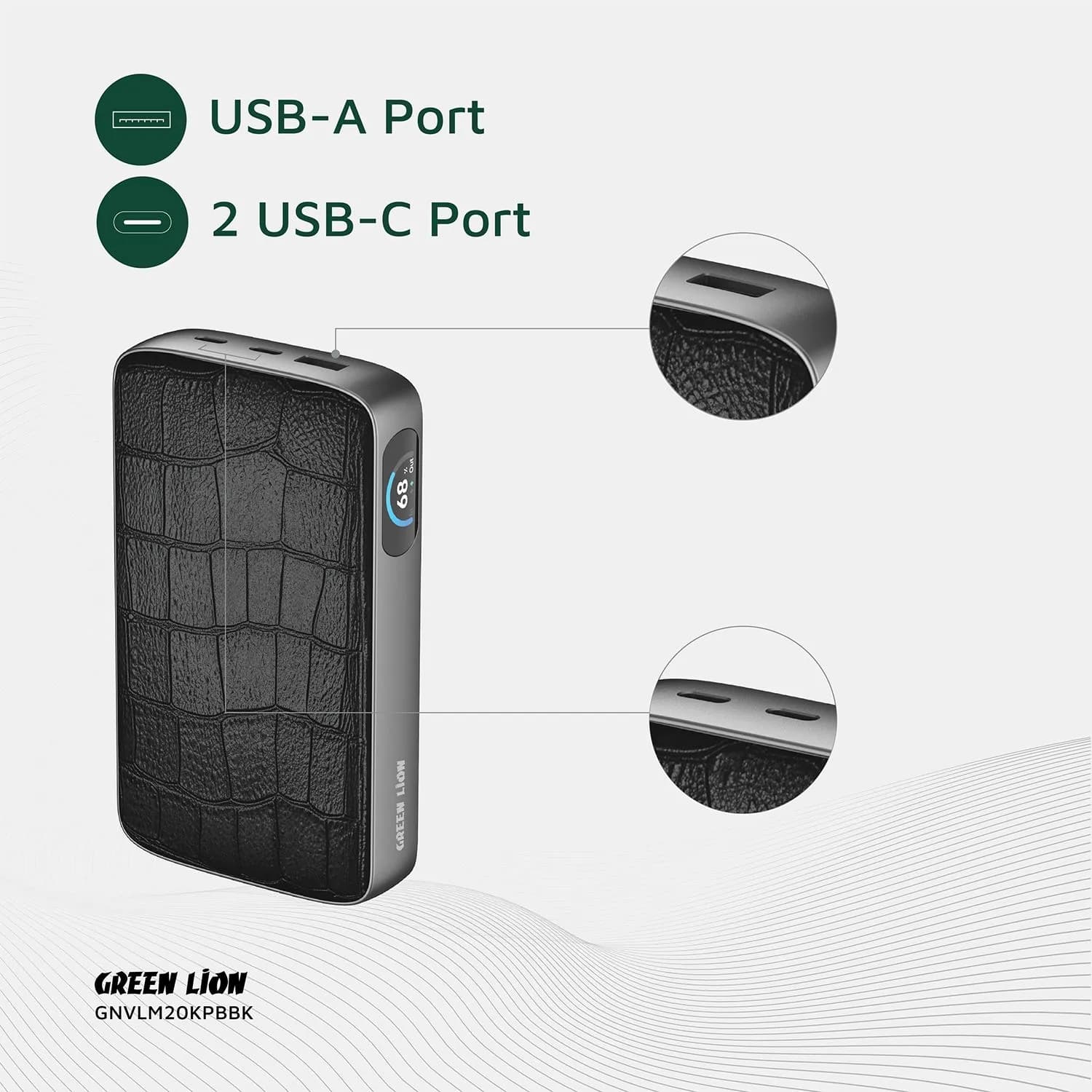 پاوربانک گرین لاین Valmont 20000mAh مدل GNVLM20KPBBK | شارژ سریع PD 100W — تصویر ۴