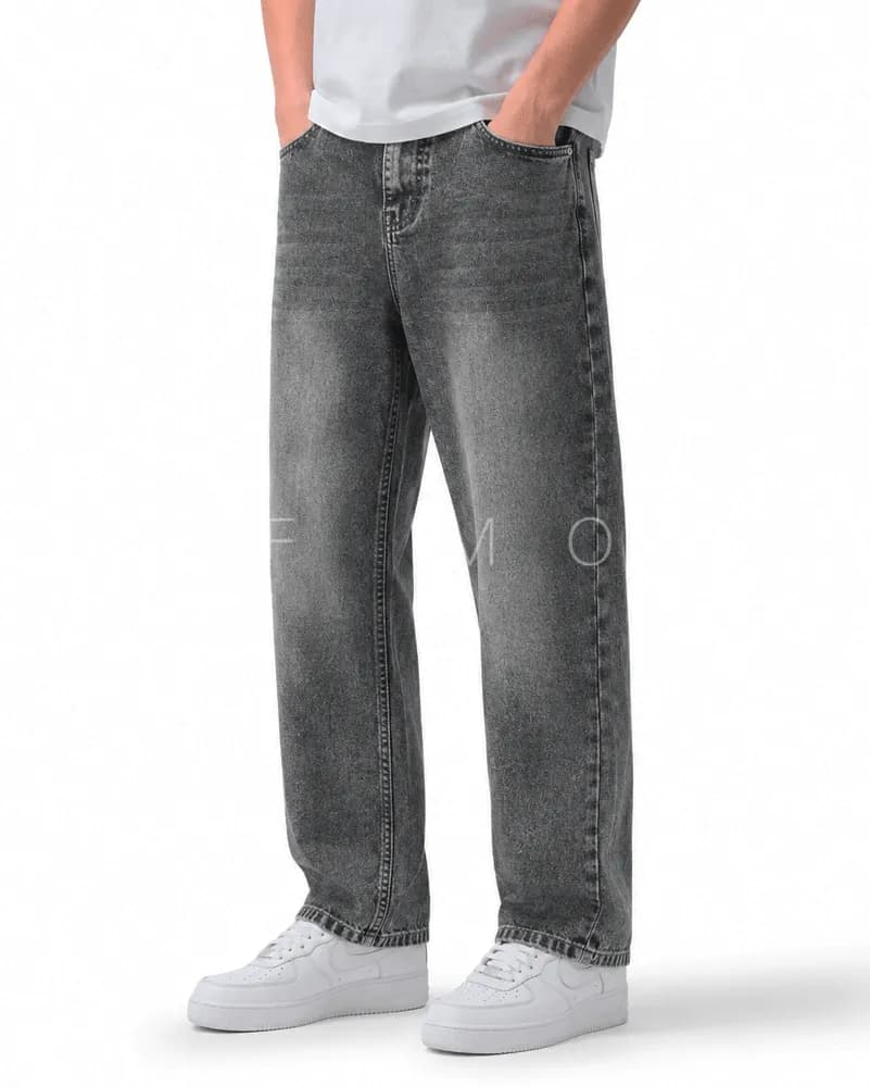 شلوار جین مردانه نیم بگ زغالی زارا | کد: 1039