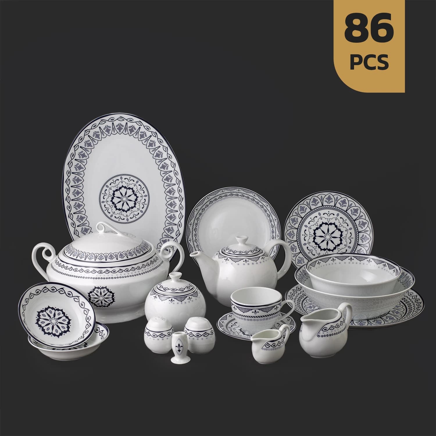 سرویس ۸۶ پارچه چینی مقصود طرح یارین
