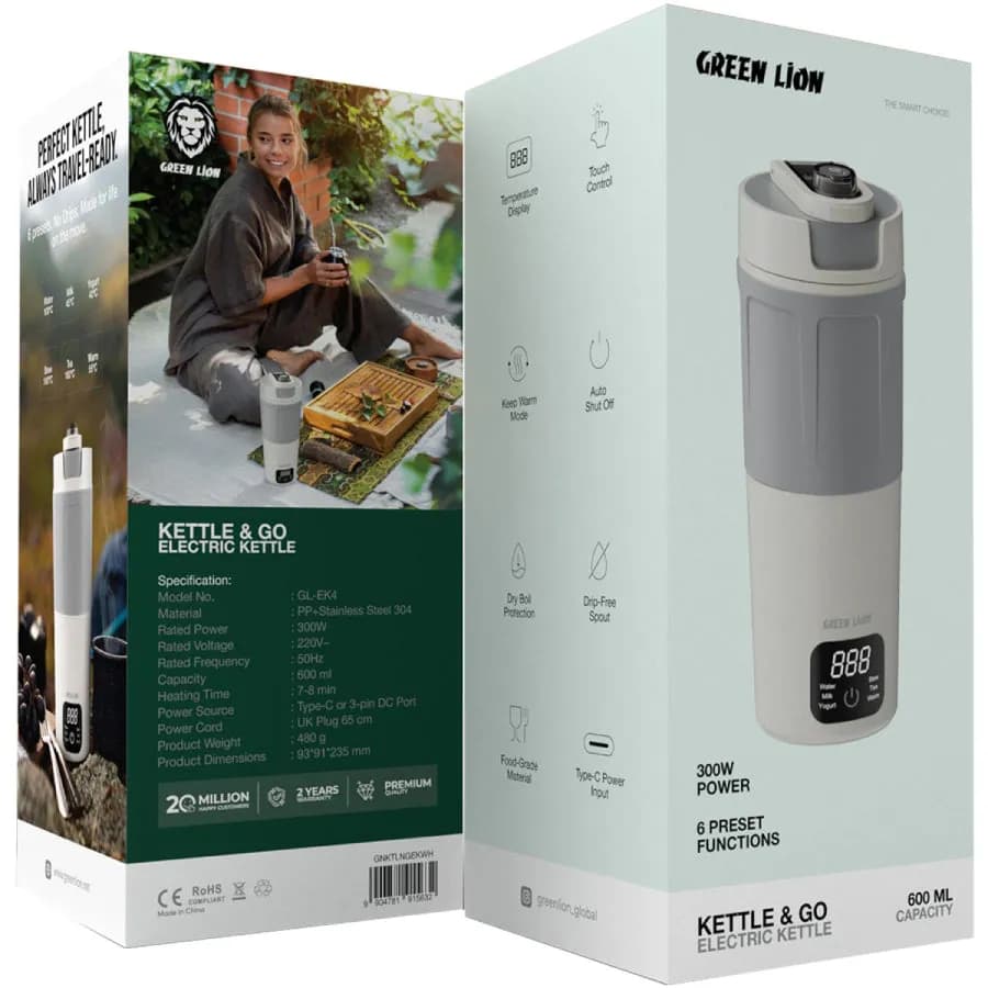 کتری برقی سفری گرین لاین Kettle & Go ظرفیت 600 میلیلیتر مدل GL-EK4