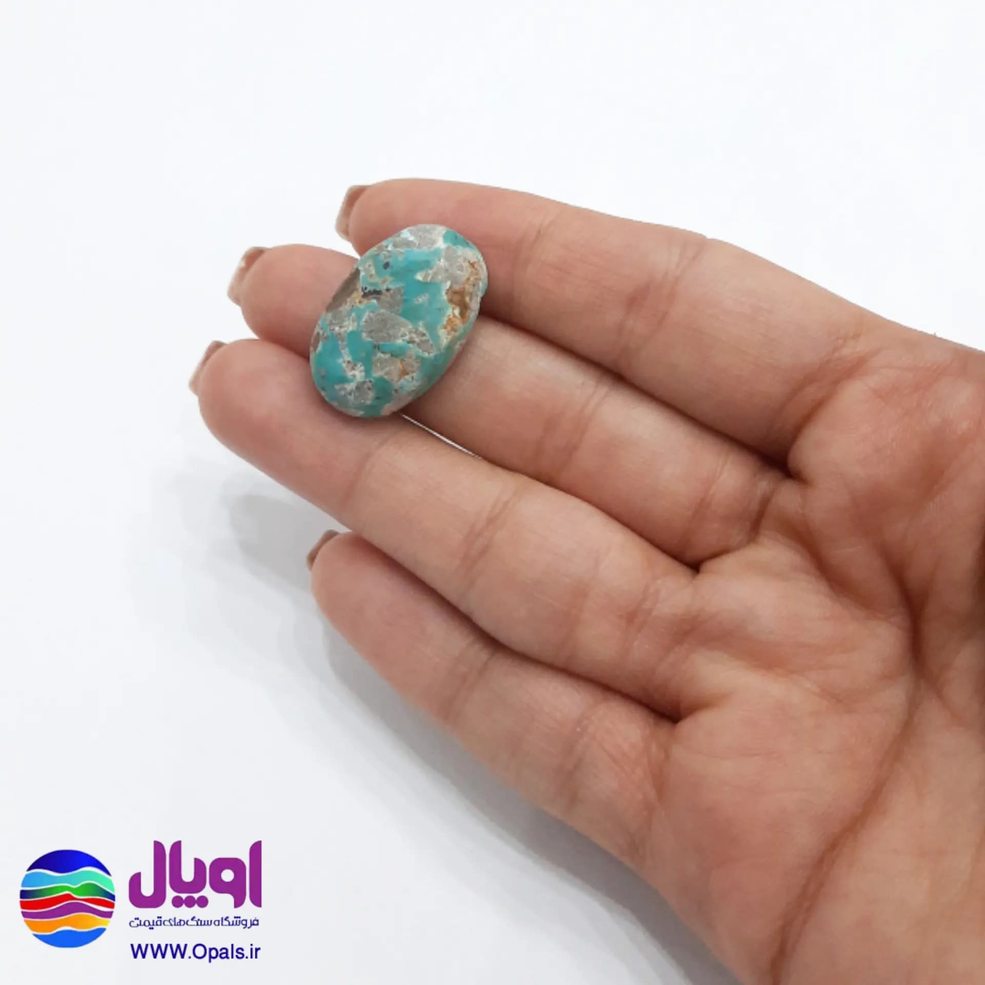 نگین فیروزه نیشابور بیضی 3.27 گرم — تصویر ۴
