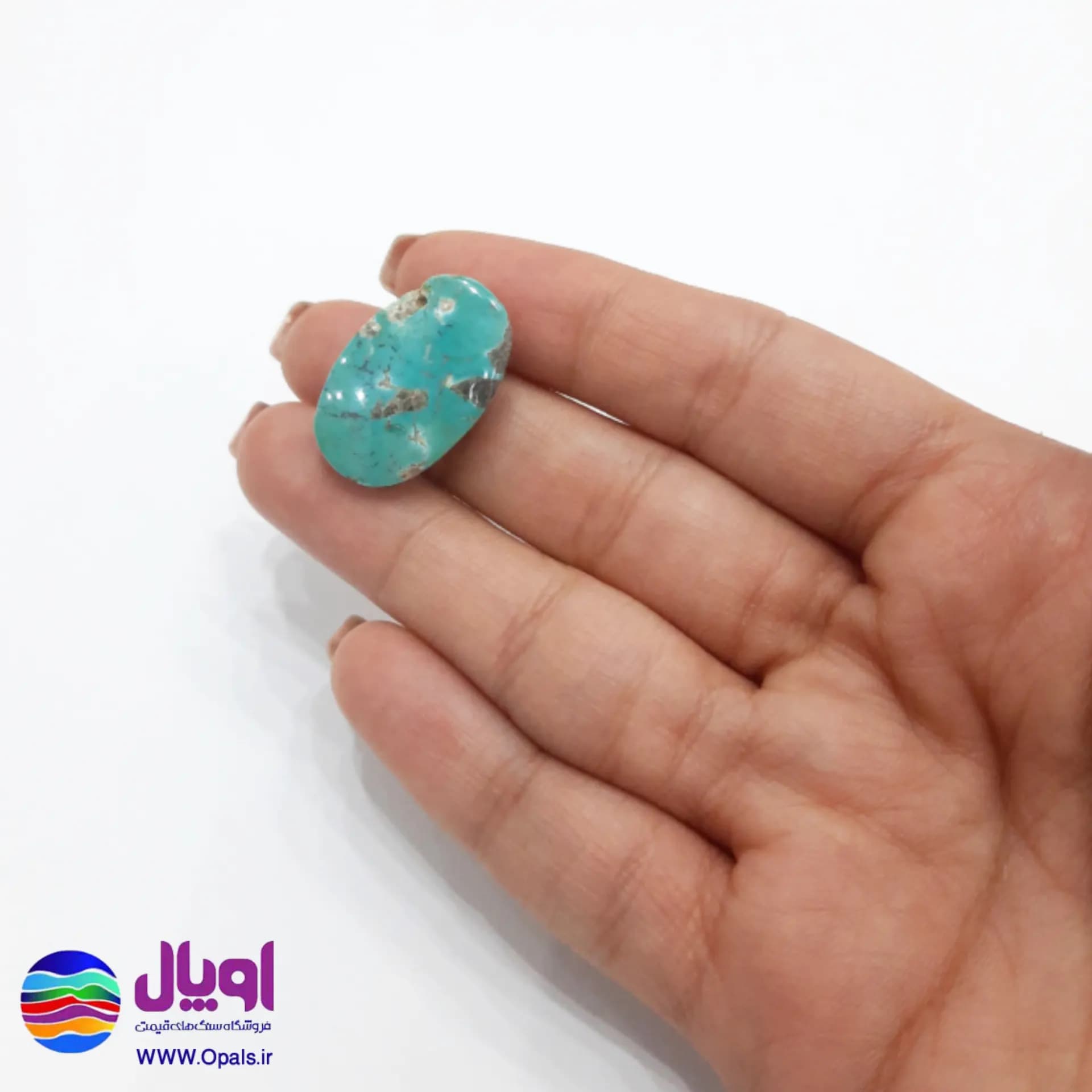 نگین فیروزه نیشابور بیضی 3.27 گرم — تصویر ۳
