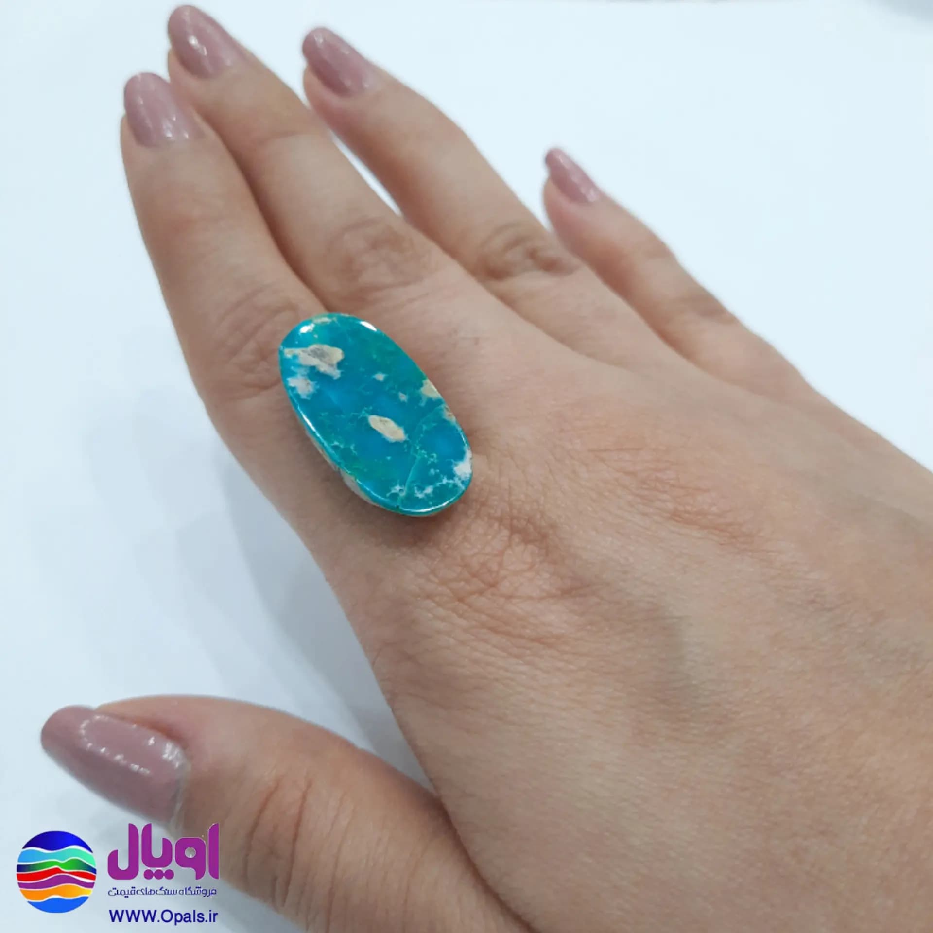نگین فیروزه سبز نیشابور بیضی 2.8 گرم — تصویر ۶