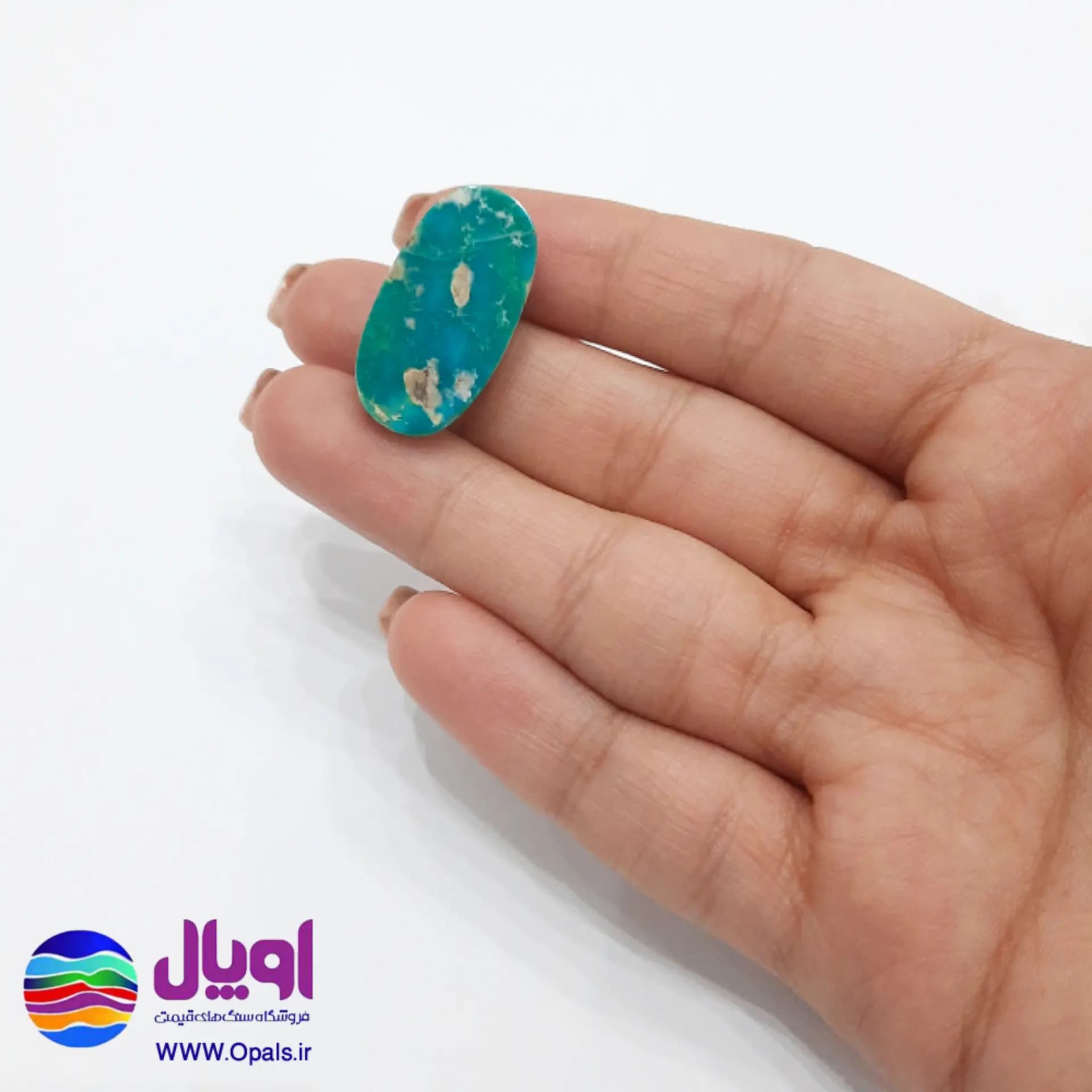 نگین فیروزه سبز نیشابور بیضی 2.8 گرم — تصویر ۳