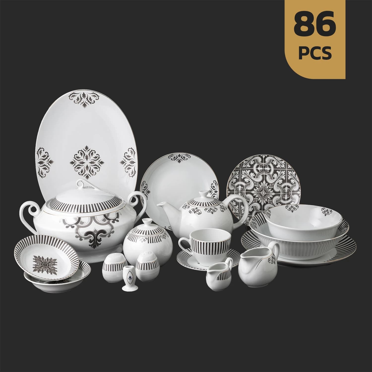 سرویس ۸۶ پارچه چینی مقصود طرح میسن
