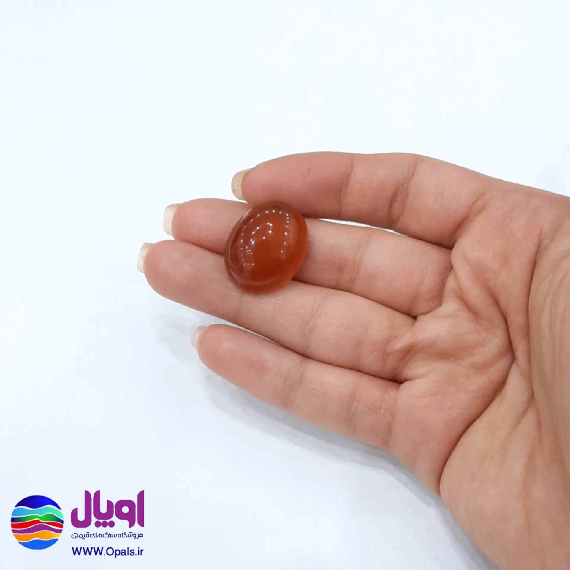 نگین عقیق نارنجی بیضی 3.51 گرم — تصویر ۳