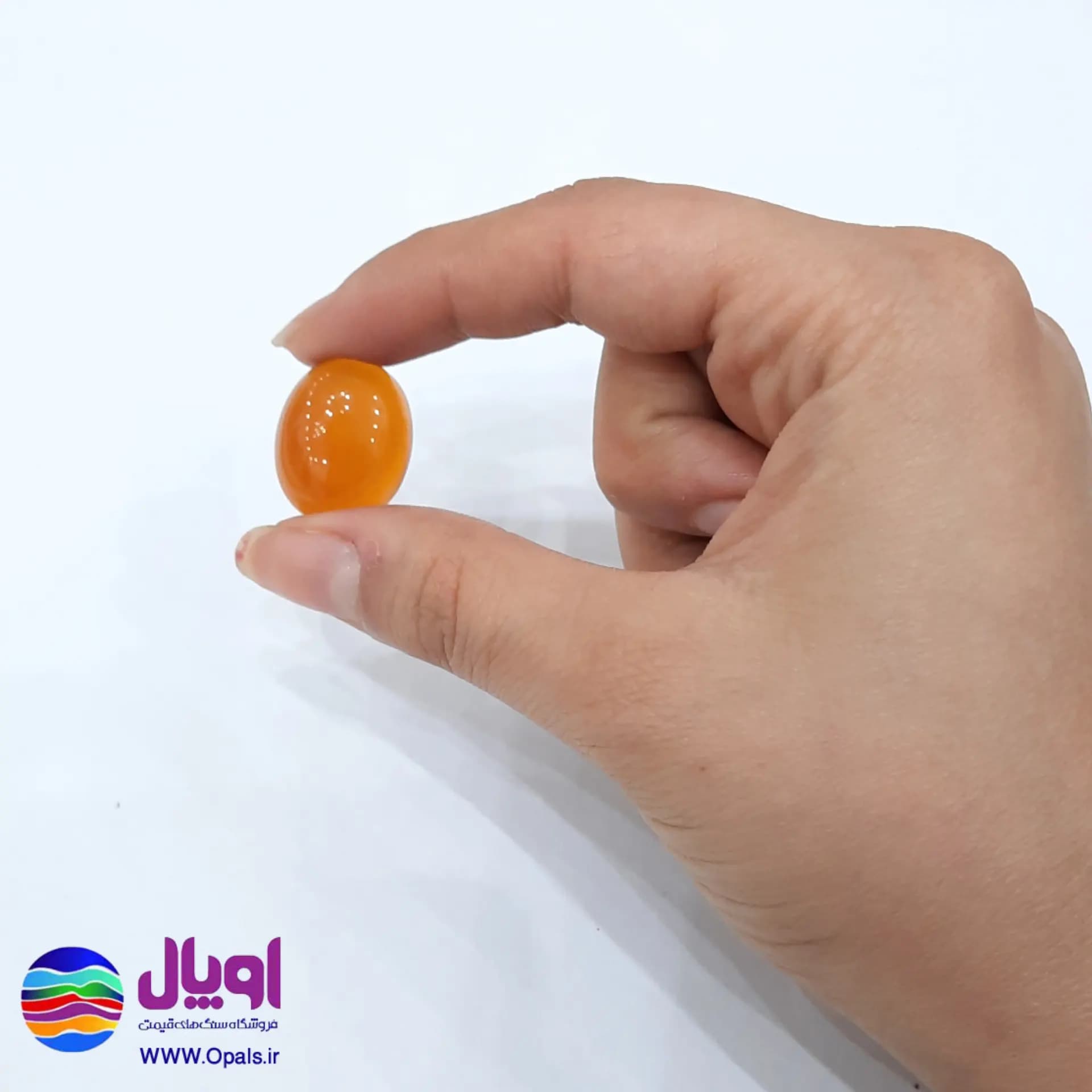 نگین عقیق نارنجی بیضی 3.51 گرم — تصویر ۲