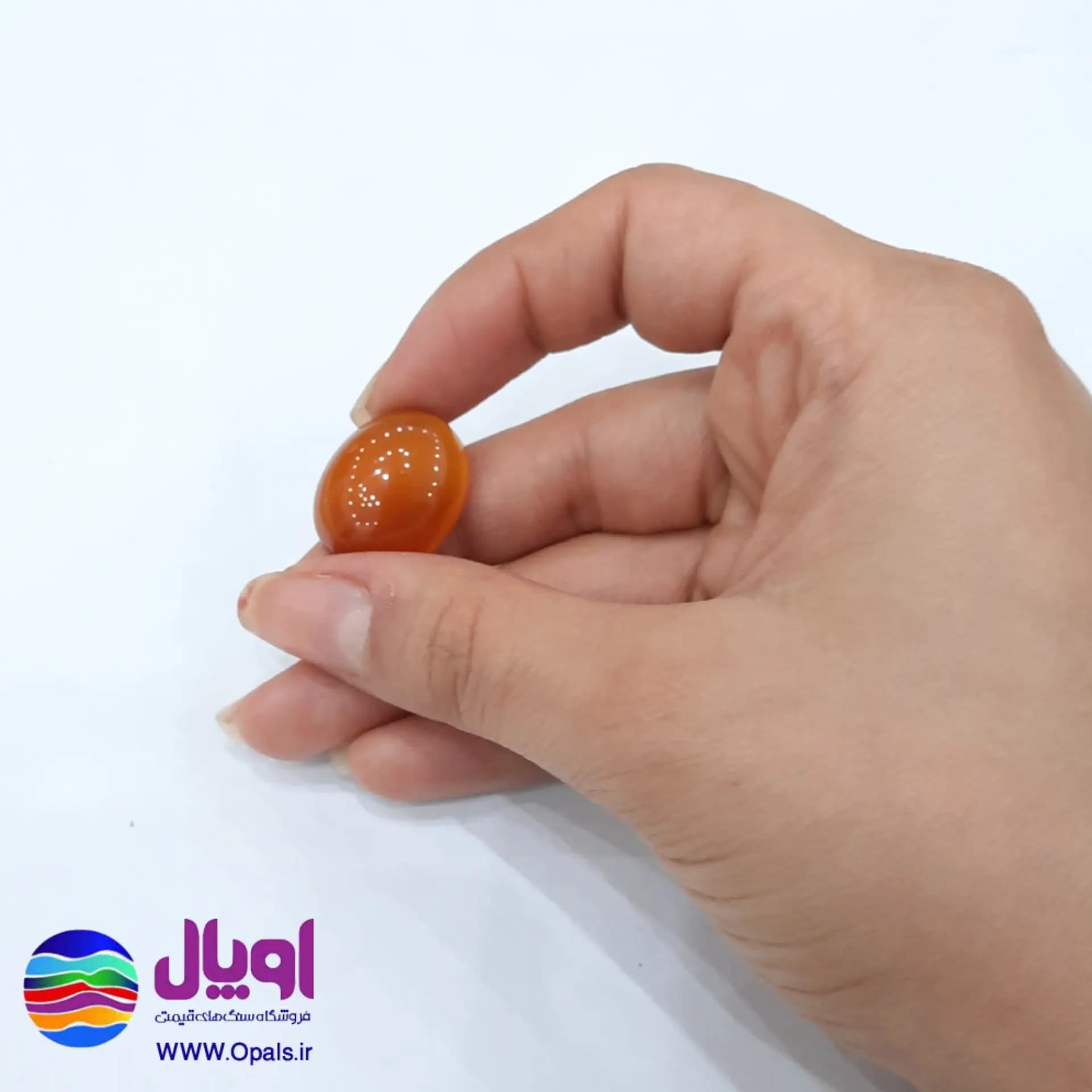 نگین عقیق نارنجی بیضی 3.51 گرم — تصویر ۴