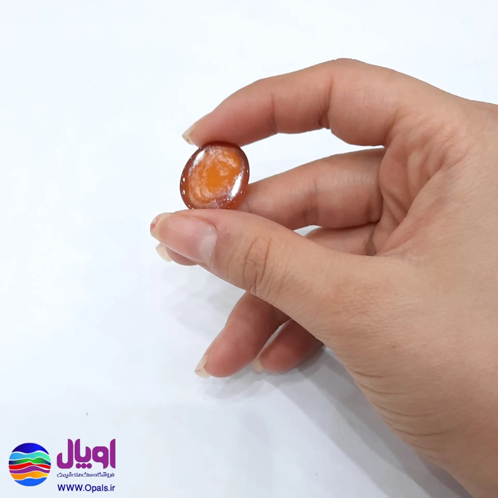 نگین عقیق نارنجی بیضی 3.51 گرم — تصویر ۵