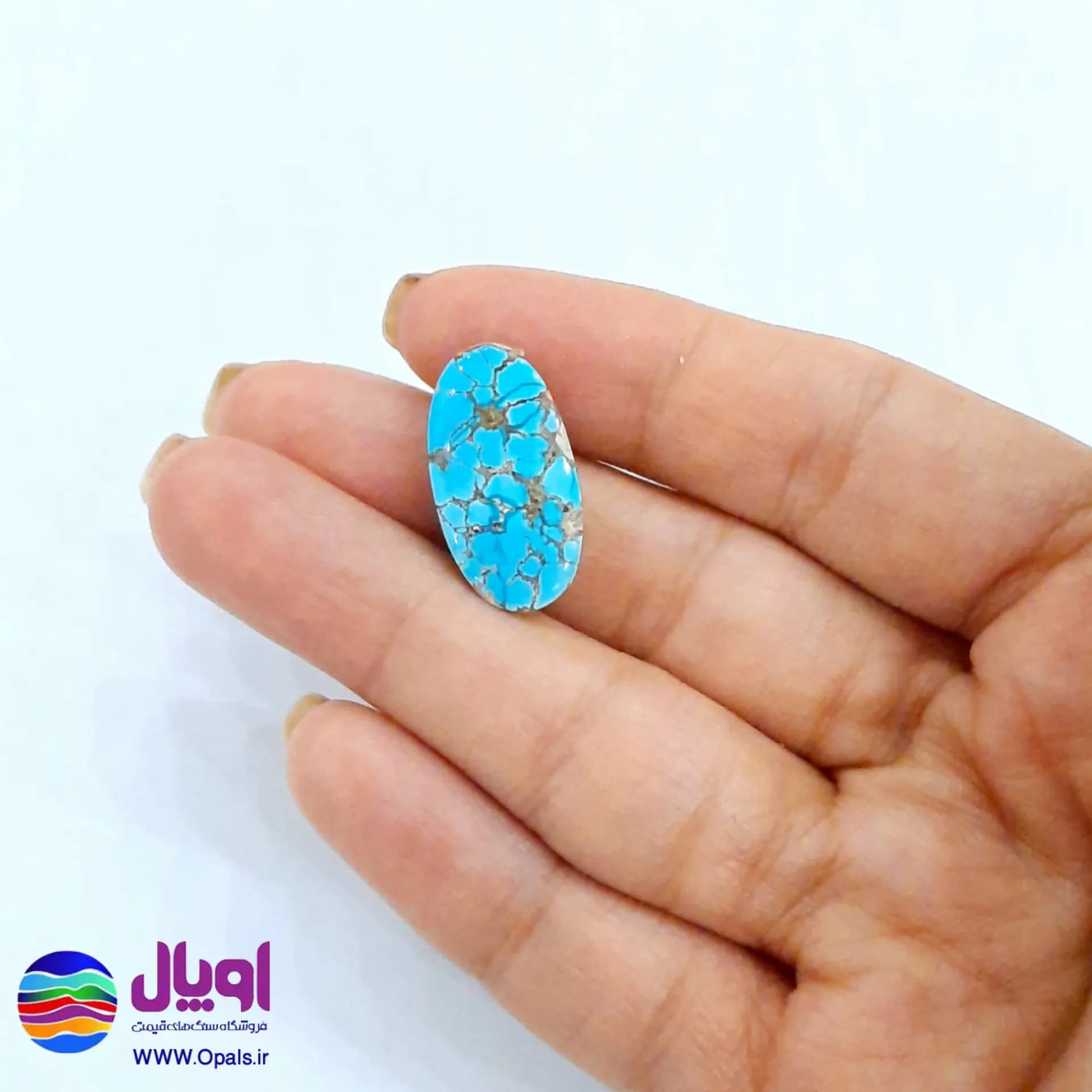 نگین فیروزه نیشابور بیضی 1.74 گرم — تصویر ۳