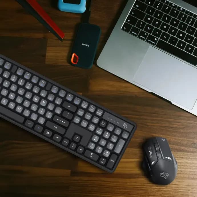 کیبورد و ماوس گیمینگ بی‌سیم پرودو مدل PDX225 | Porodo Gaming Wireless Keyboard with Mouse, 1600 DPI — تصویر ۲